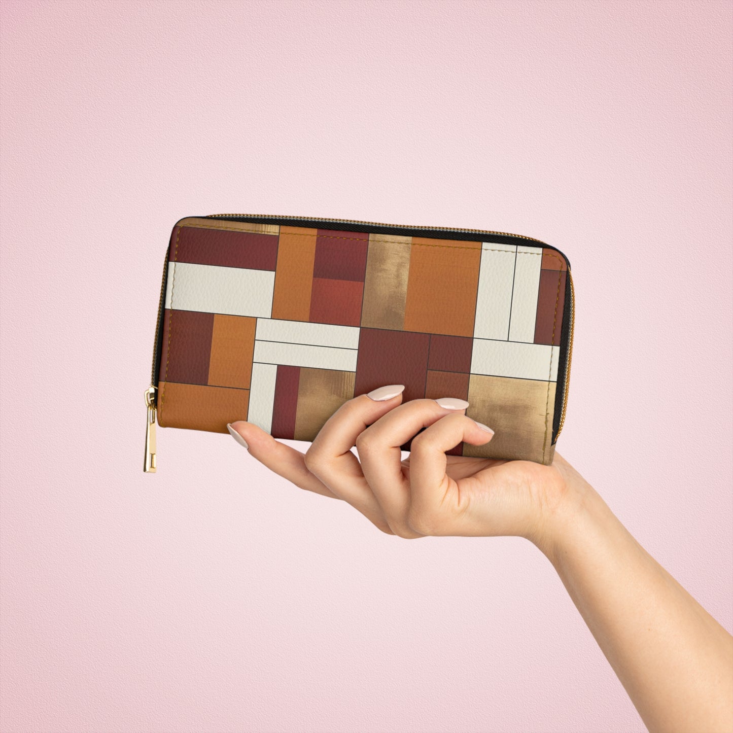 Women's Toasted Ochre Abstract Wallet - Autumn Colors for Casual-Chic Days