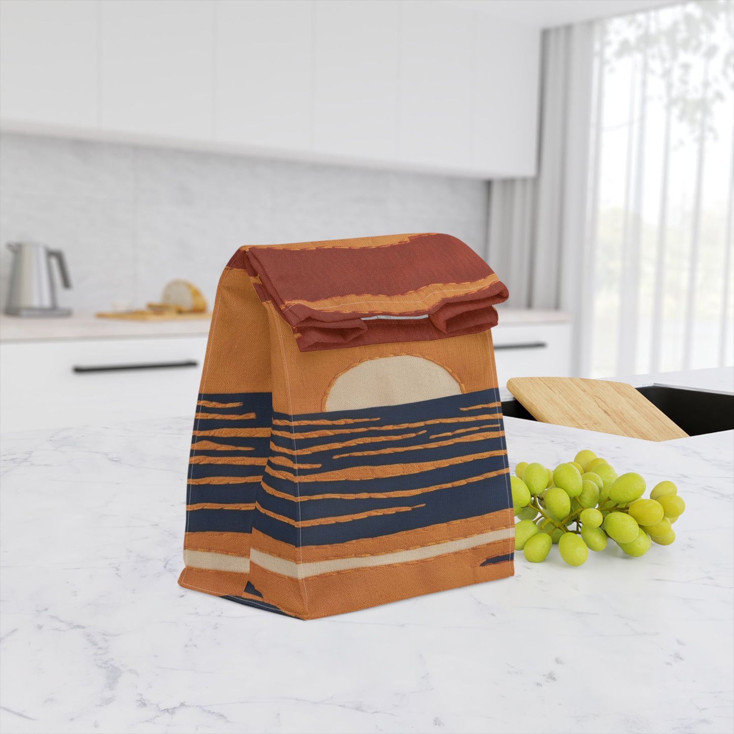 Sunset Ocean Polyester Lunch Bag, Eco-Friendly, Beach Day Essentials, Picnic, Back to School, Vibrant Summer Vibe