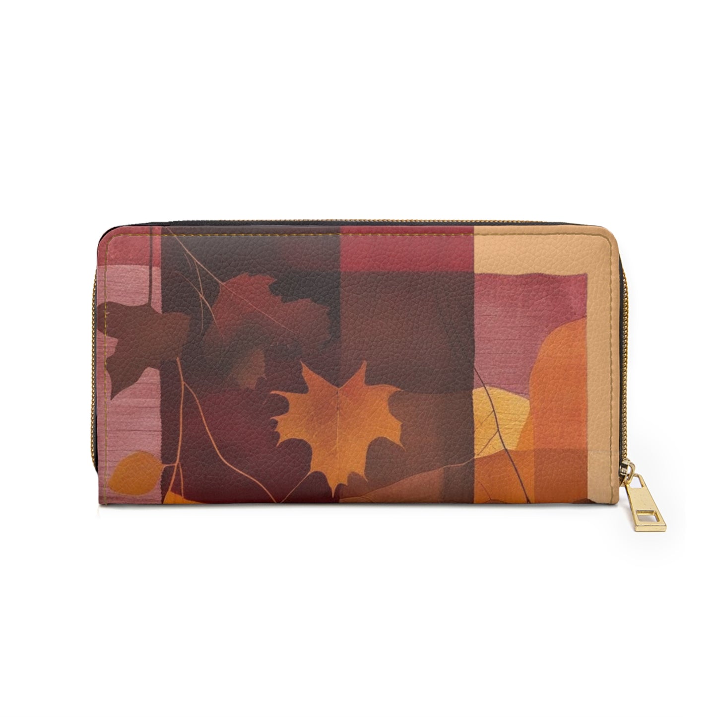 Women's Ochre Autumn Wallet - Vegan Abstract Foliage