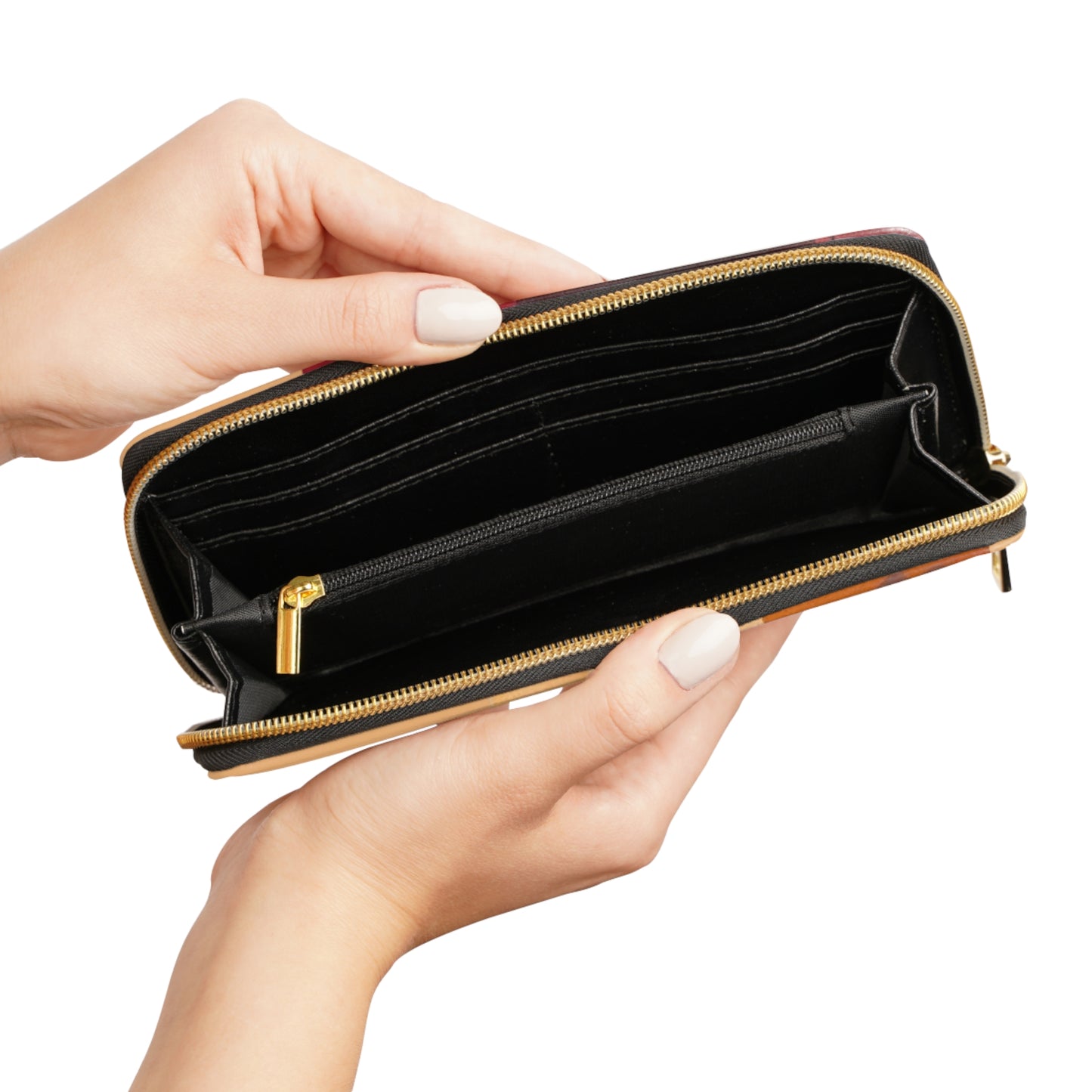 Women's Ochre Autumn Wallet - Vegan Abstract Foliage