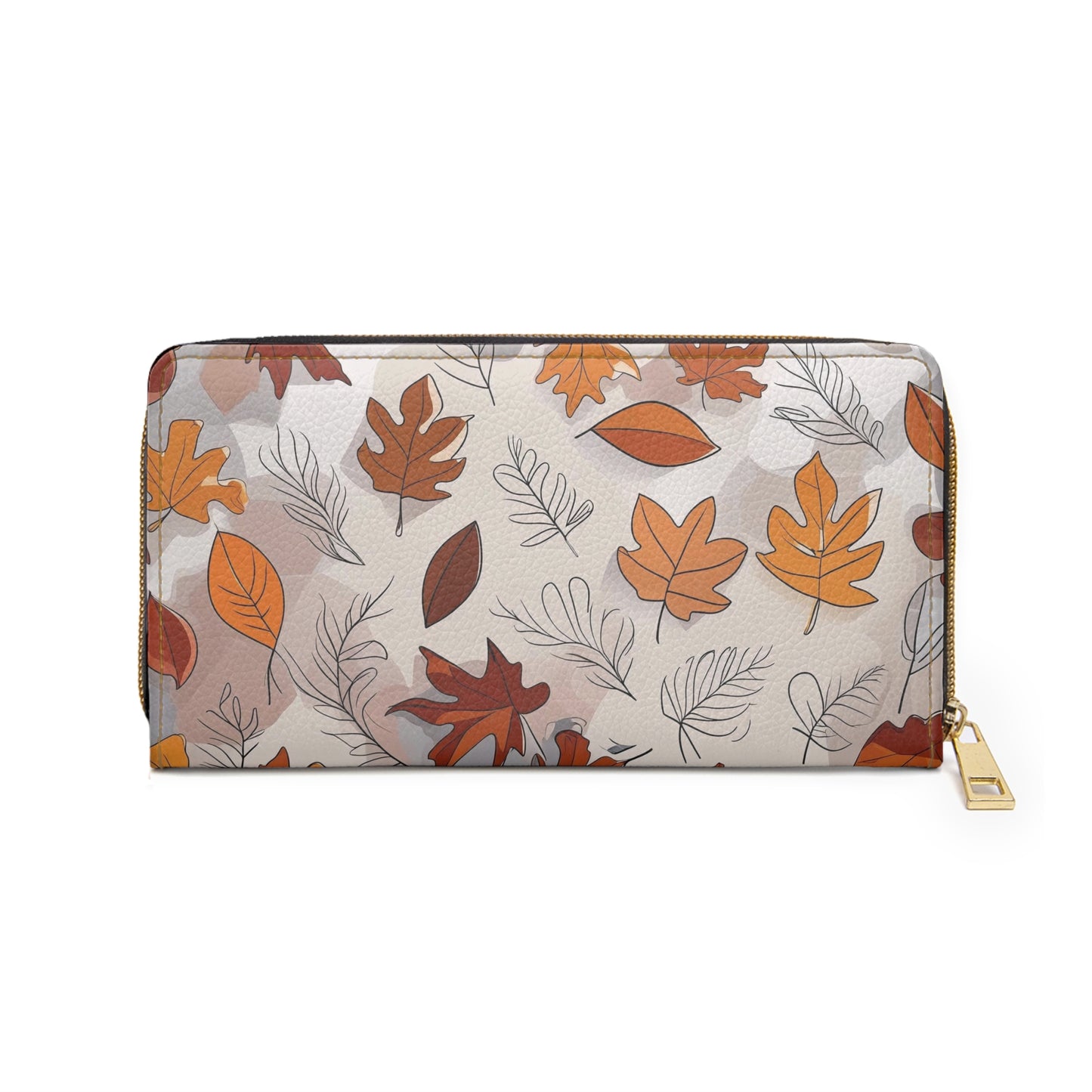 Women's Botanical Almond Leaf Wallet - Vegan Autumn Leaf Design Print