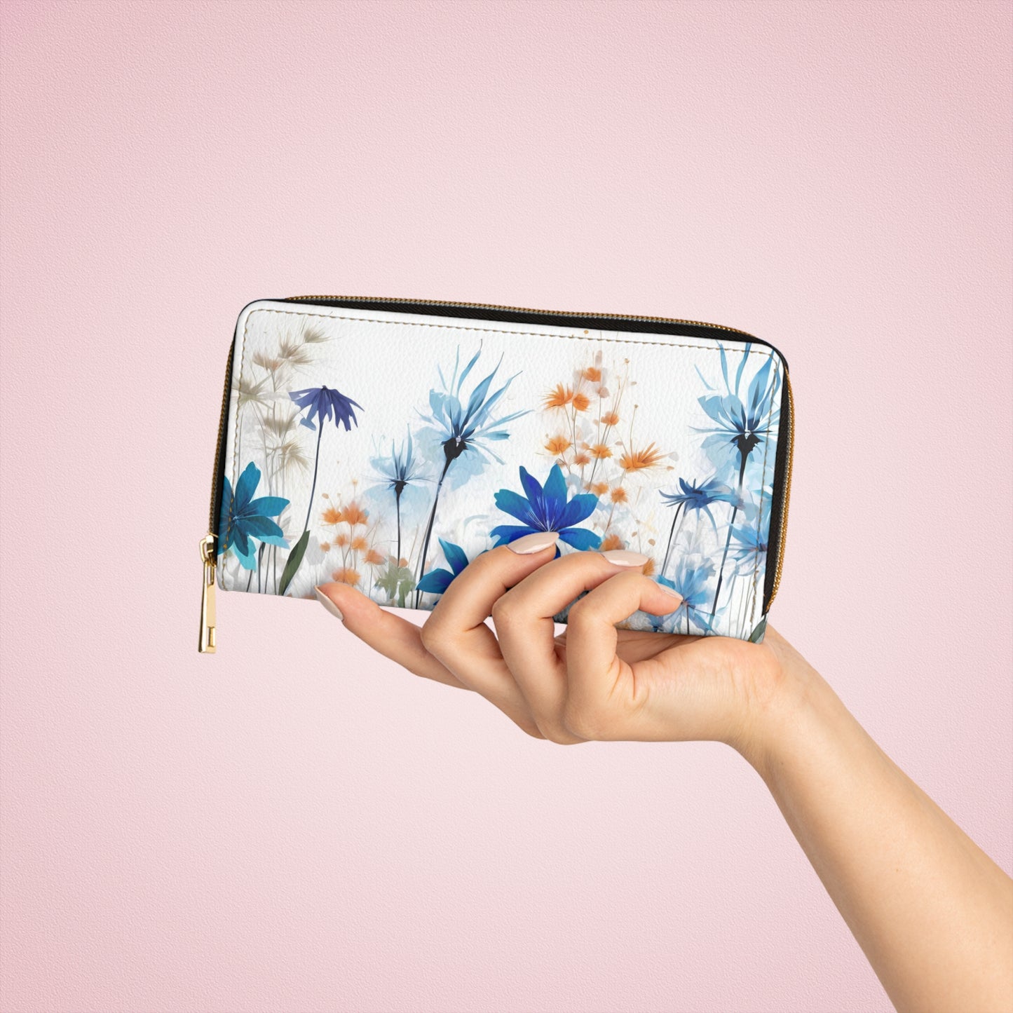 Wildflowers - Women's Floral Blue Wallet