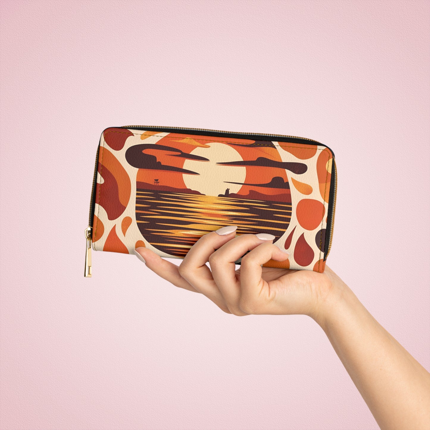Women's Abstract Coastal Wallet - Ocean Inspired Bold Hues