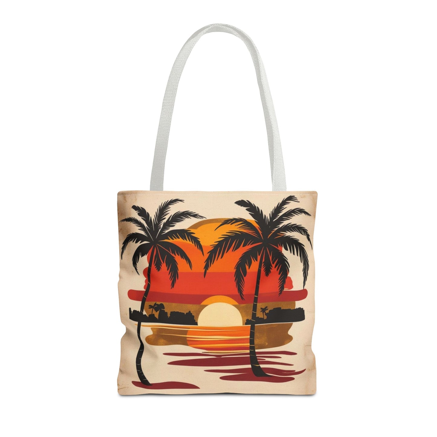 All-Over Print Island Sunset Palm Canvas Bag - Stylish Tote For Everyday Essentials