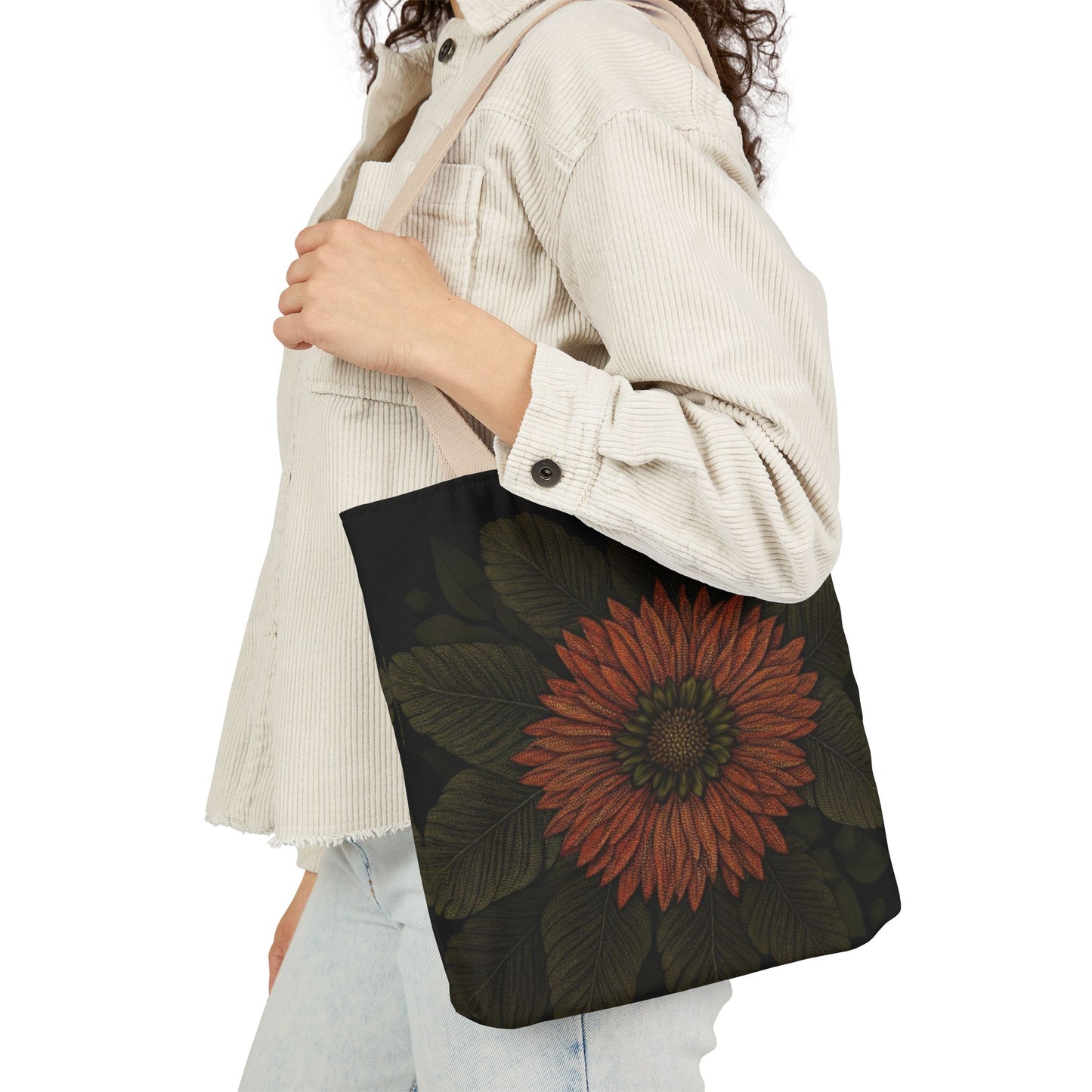 Canvas Tote Bag with Floral Design, Reusable Shopping Bag, Sunflower Tote, Gift for Her, Grocery Bag