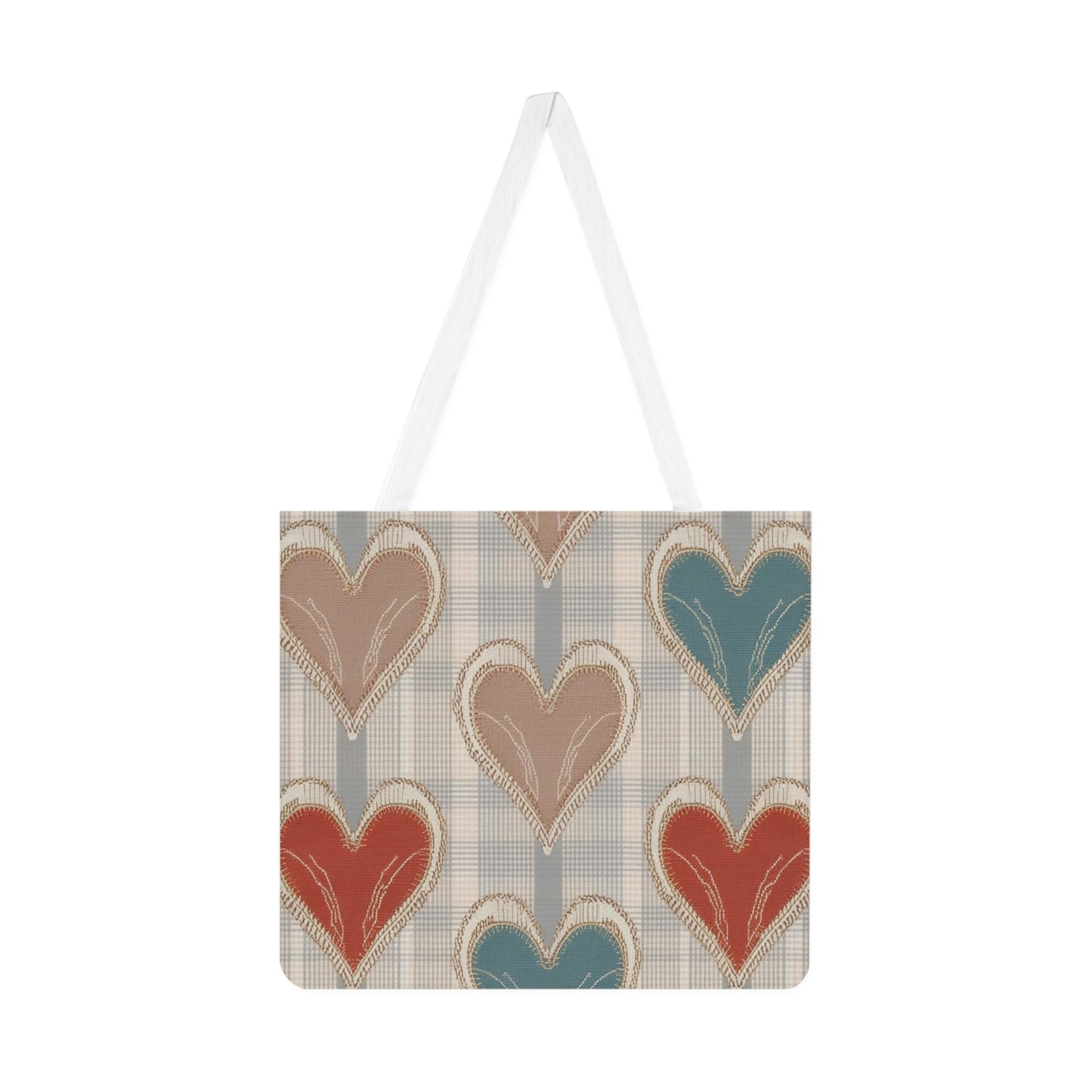 All-Over Print Rustic Heart Pattern Shoulder Tote Bag - Western Style Women's Cotton Canvas Bag