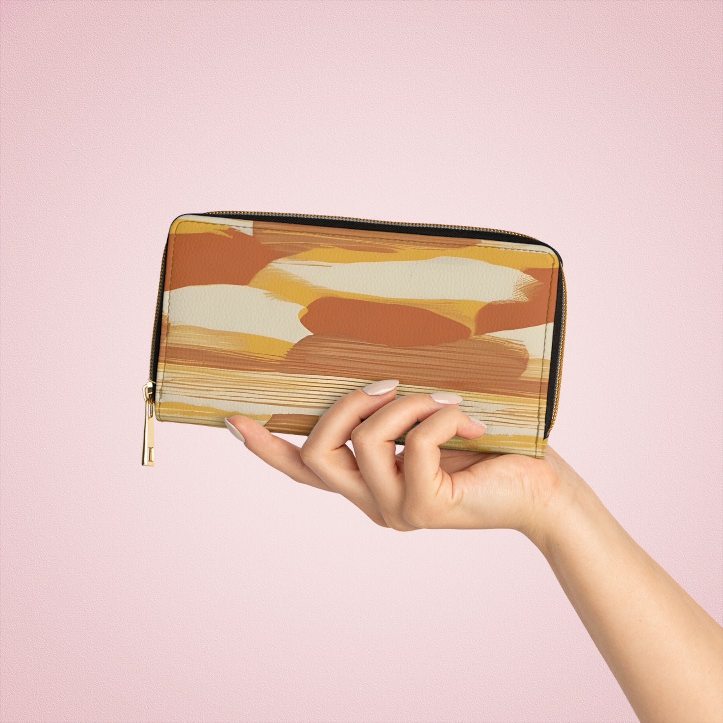 Women's Abstract Wallets - Coastal Calm: Vegan Wallets in Apricot Shades