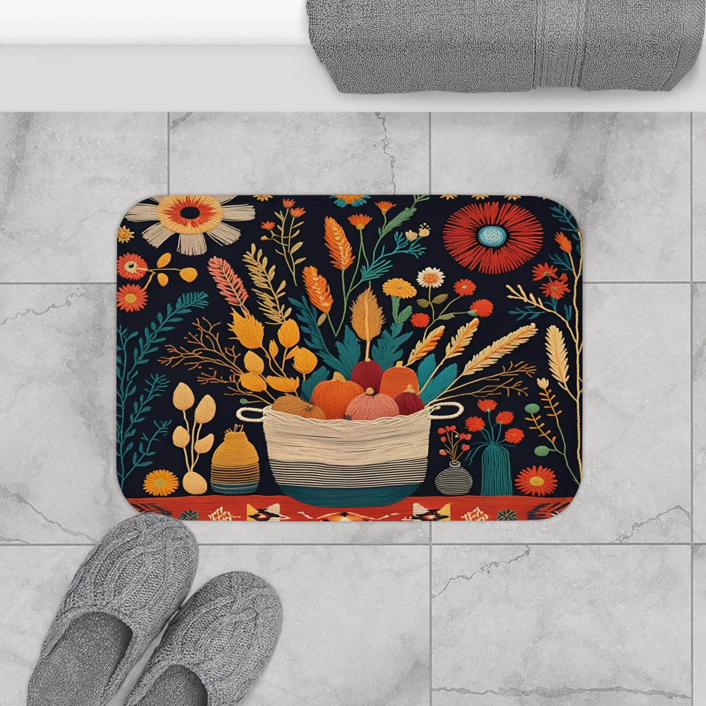 Modern Bath Mat – Autumn Harvest - Vibrant Decorative Mat for Home Décor