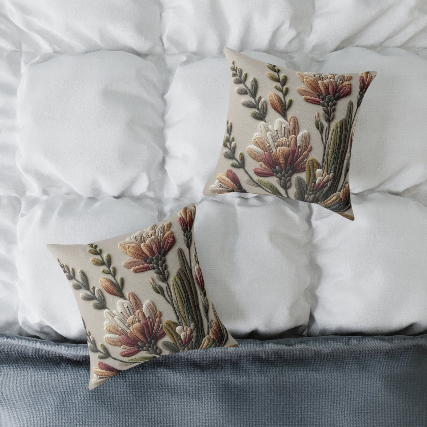 Floral Bohemian Square Canvas Pillow | Cozy Home Decor, Vibrant Throw Pillow, Gift for Hostess, Living Room Accent