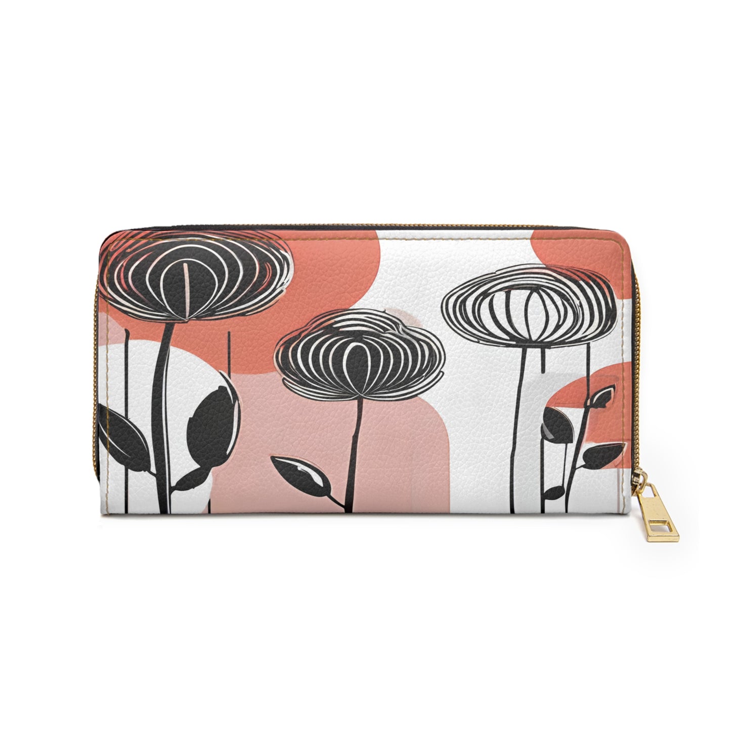 Women's Abstract Coastal Floral Wallet – Pink Neutrals for Everyday Chic