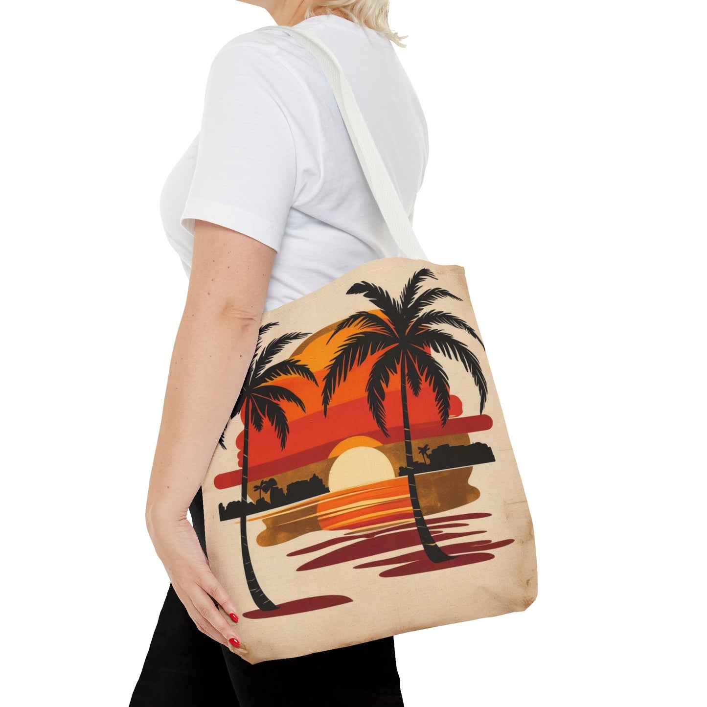 All-Over Print Island Sunset Palm Canvas Bag - Stylish Tote For Everyday Essentials
