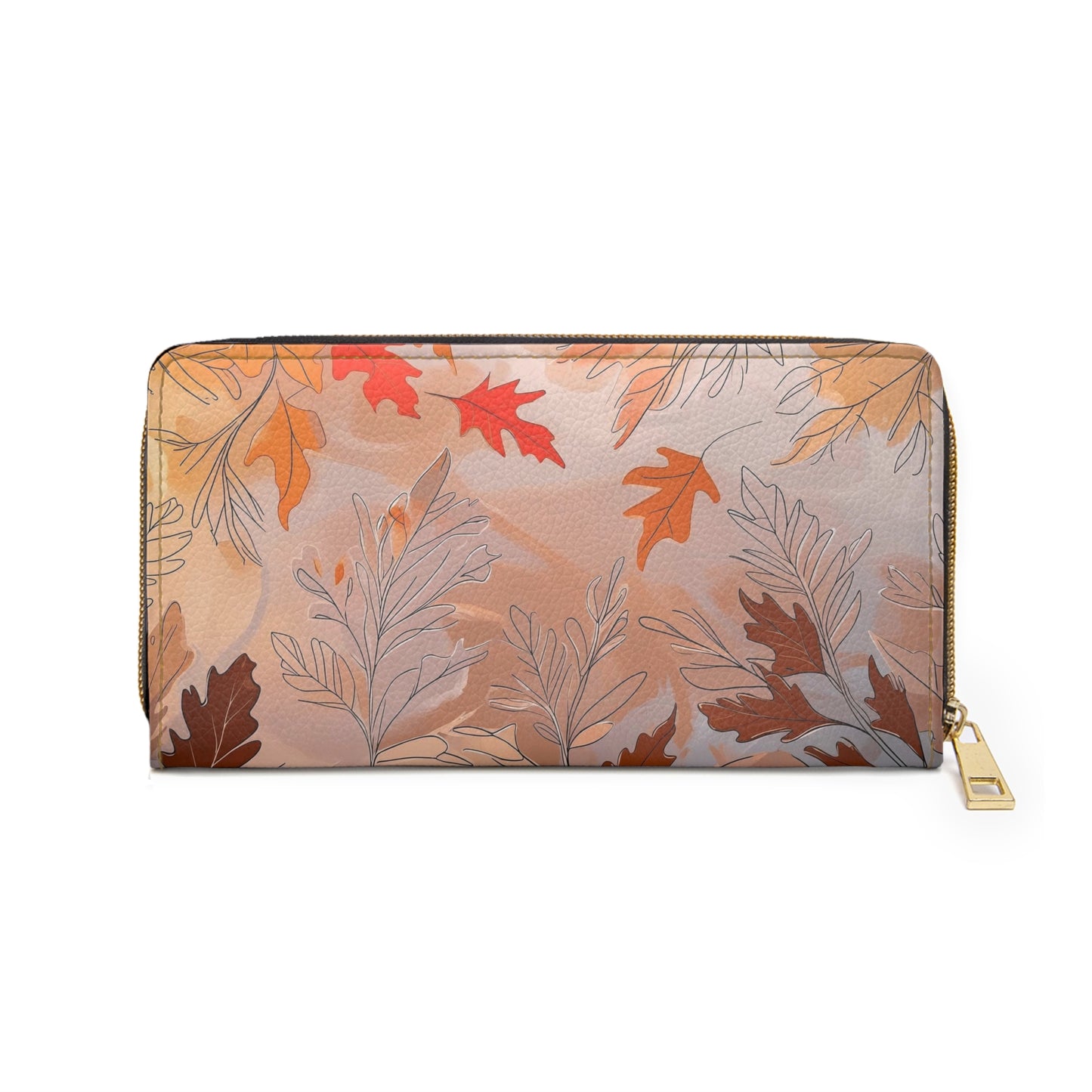 Women's Harvest Hue Autumn Wallet – Chic Botanical Leaf Design Print