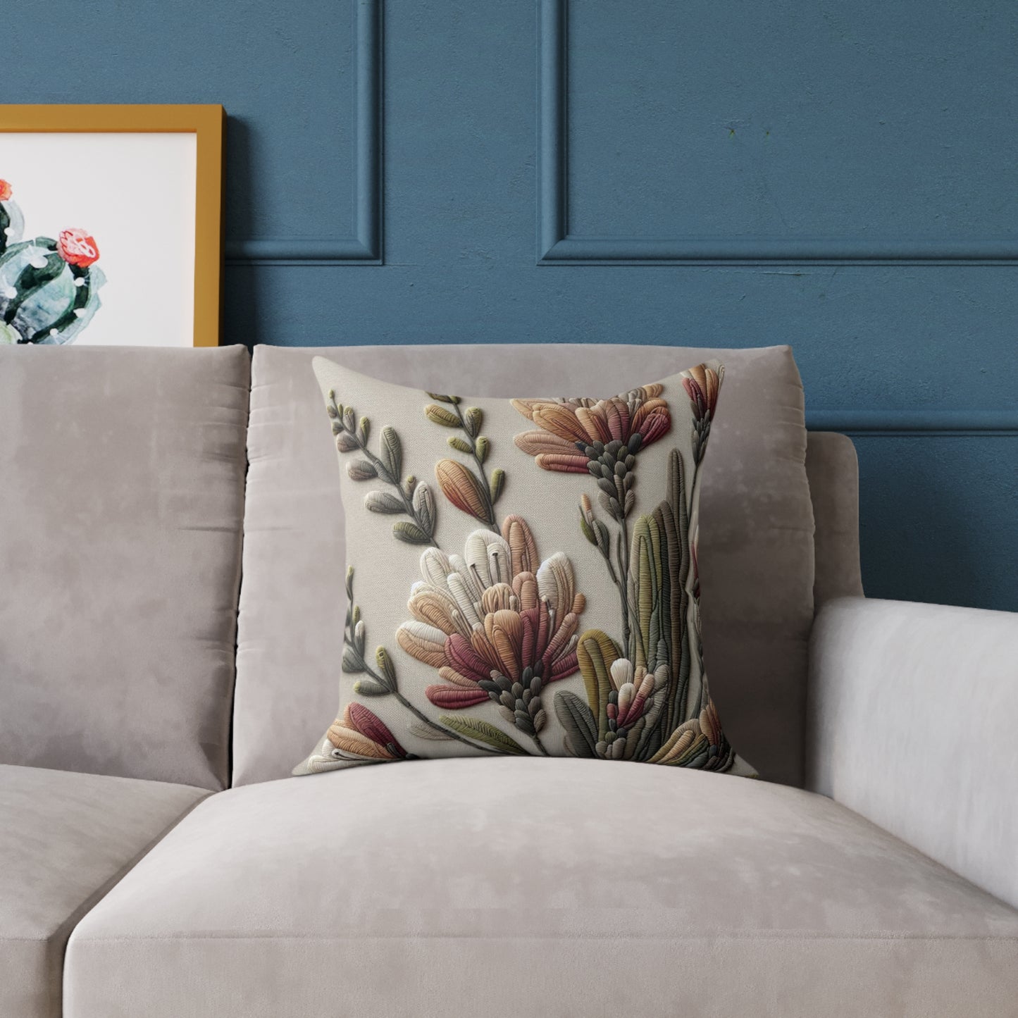 Floral Bohemian Square Canvas Pillow | Cozy Home Decor, Vibrant Throw Pillow, Gift for Hostess, Living Room Accent