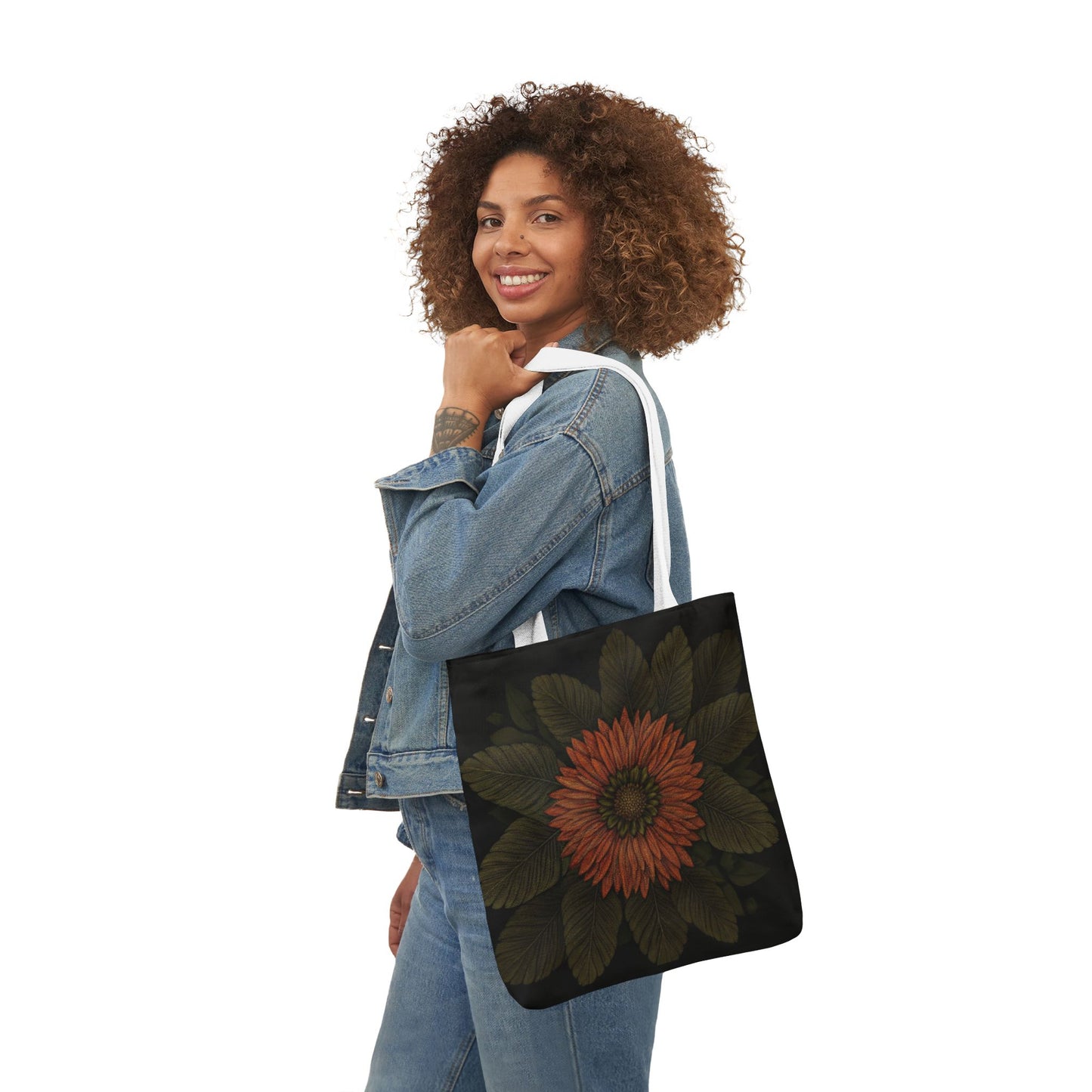 Canvas Tote Bag with Floral Design, Reusable Shopping Bag, Sunflower Tote, Gift for Her, Grocery Bag
