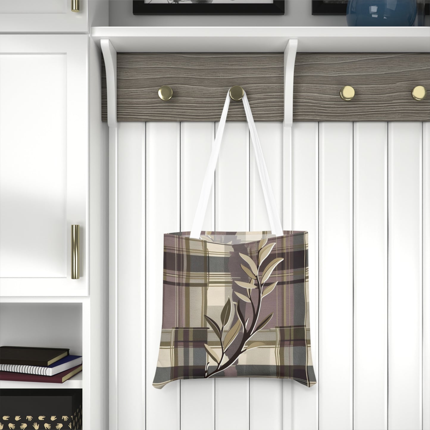Floral Plaid Shoulder Tote Bag, Eco-Friendly, Perfect for Everyday, Great Gift for Friends