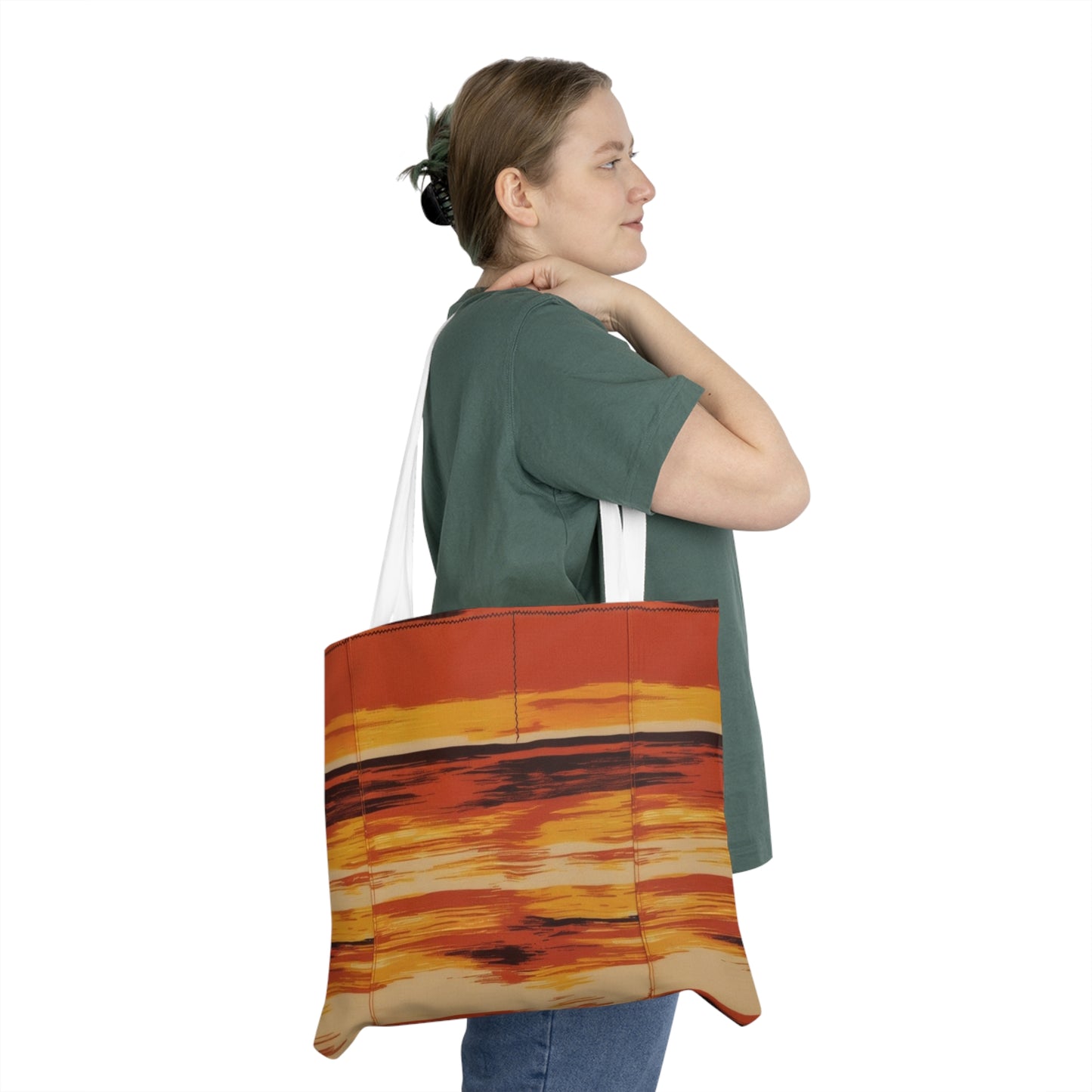 Eco- friendly Sunset Vibes Shoulder Canvas Tote Bag, Colorful Beach Bag, Perfect for Summer Outings, Great Gift for Friends