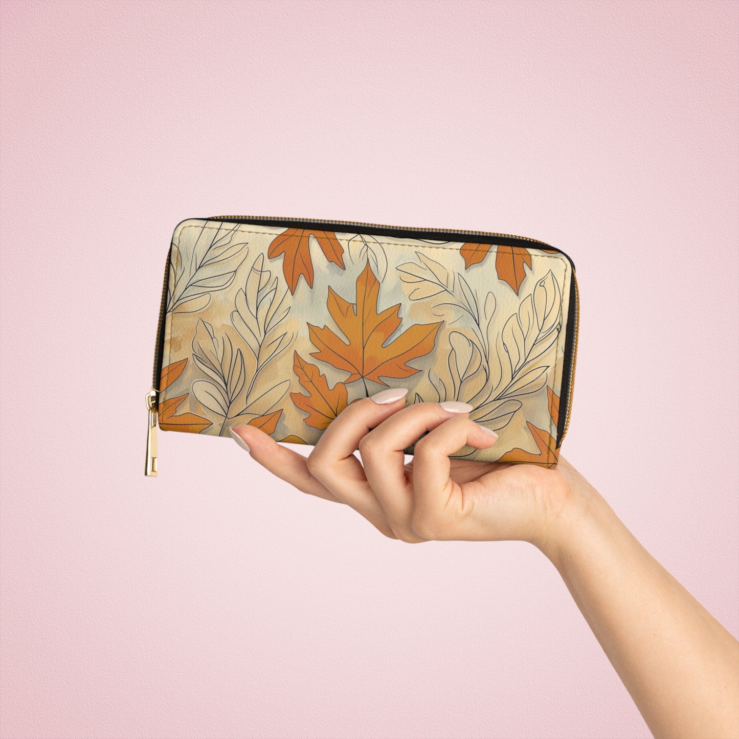 Women's Caramel Botanical Wallet – Vegan-Friendly & Perfect for Cozy Autumn Days