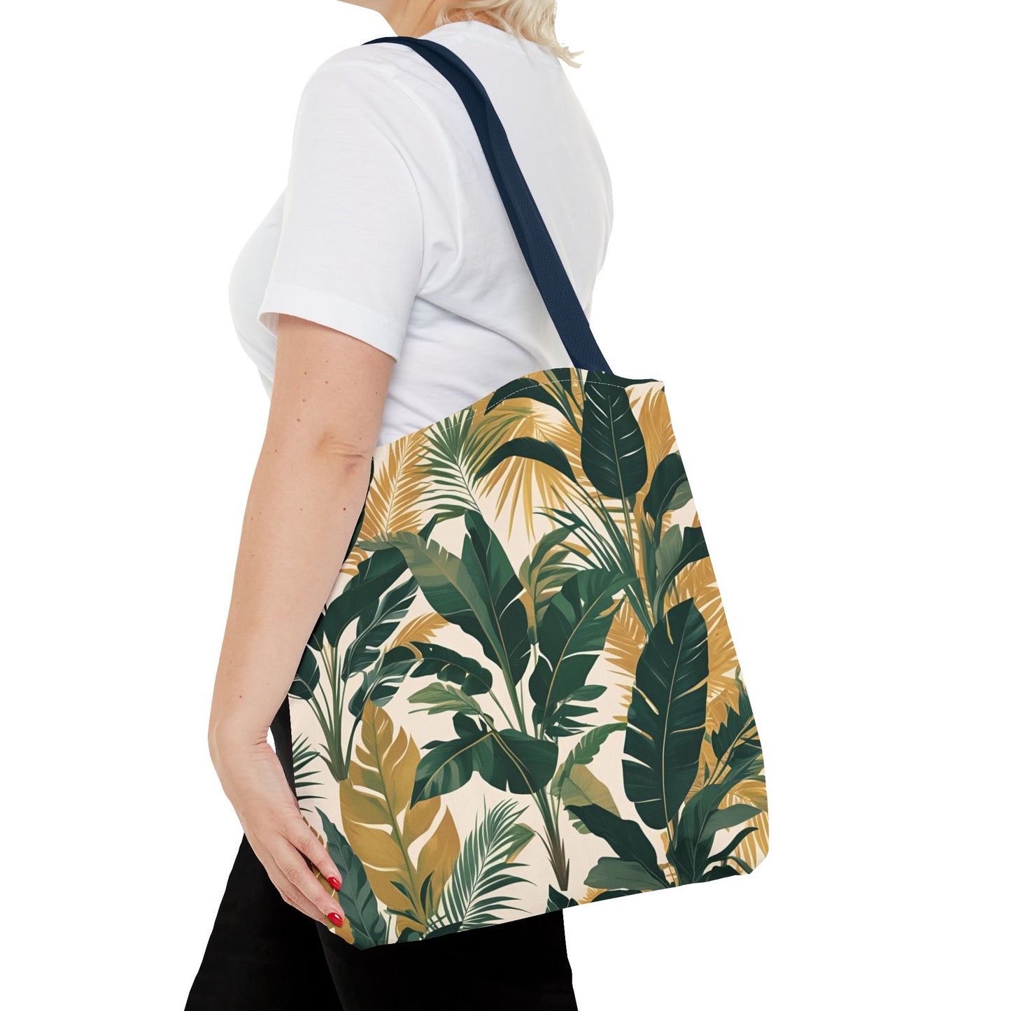 All-Over Print Tropical Leaf Tote Bag - Women's Everyday Floral Tote Bag