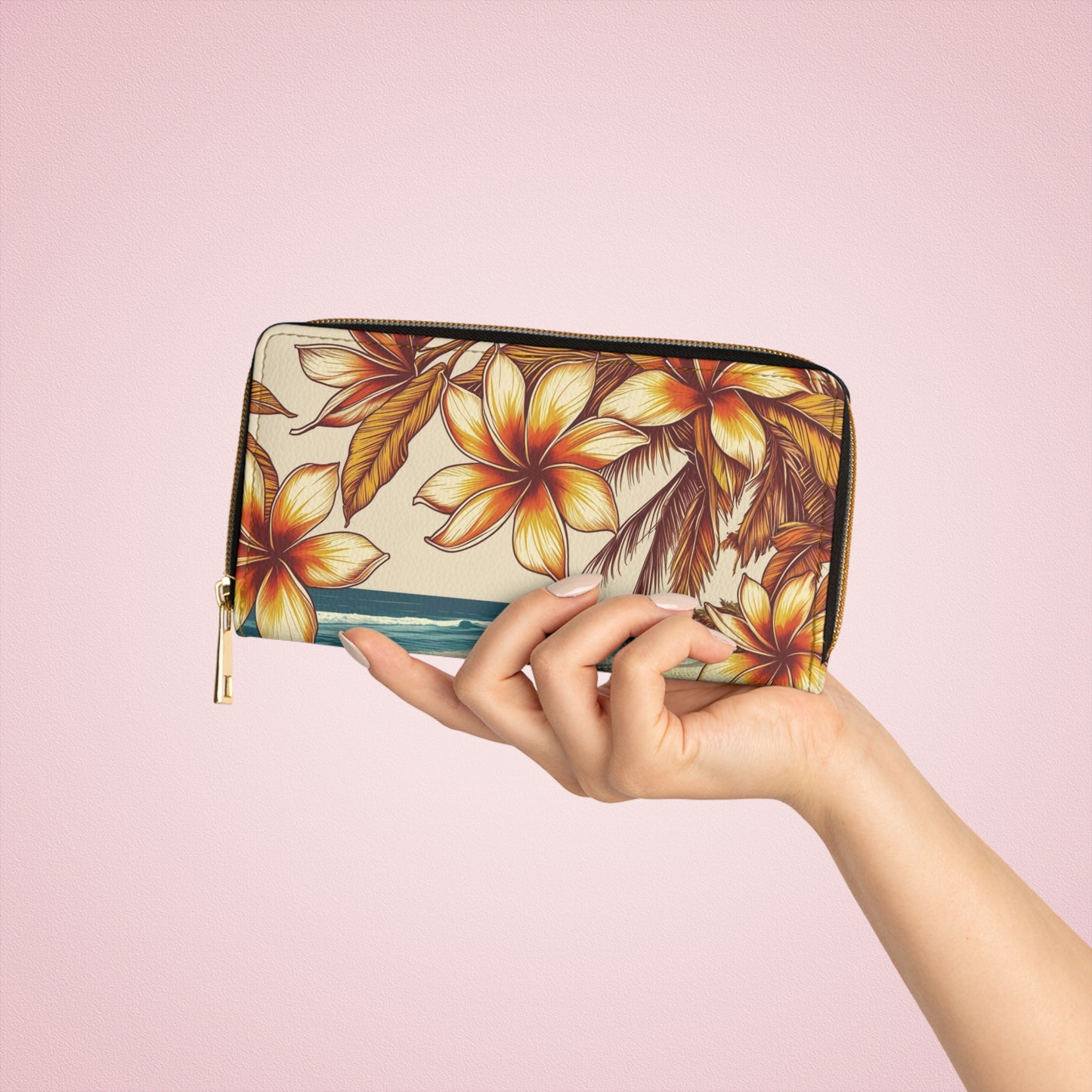 Women's Abstract Tropical Wallet - Coastal Palms Vegan Wallet