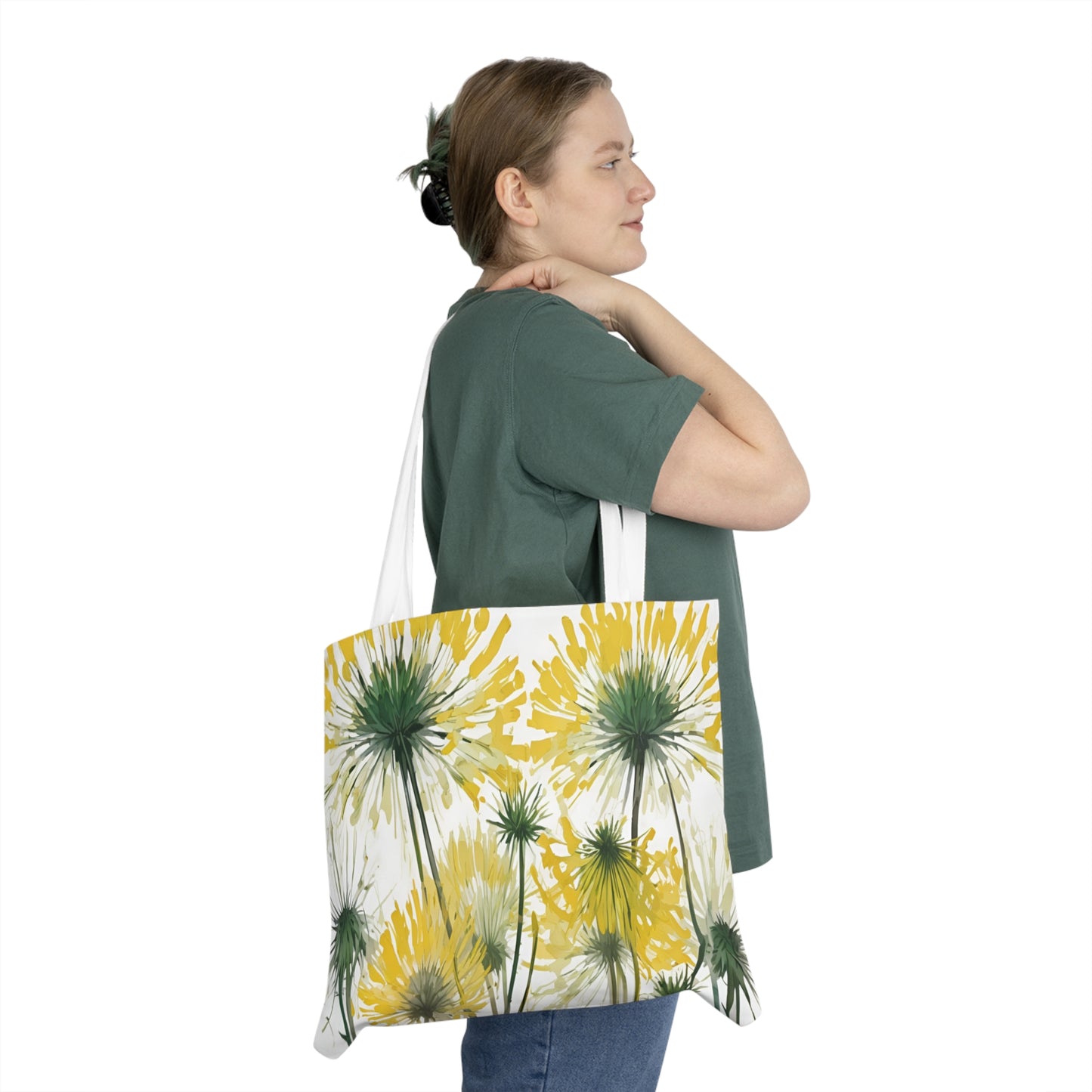 Dandelion Shoulder Tote Bag, Colorful Beach Bag, Eco-Friendly Cotton Tote, Perfect for Summer Outings, Great Gift for Friends