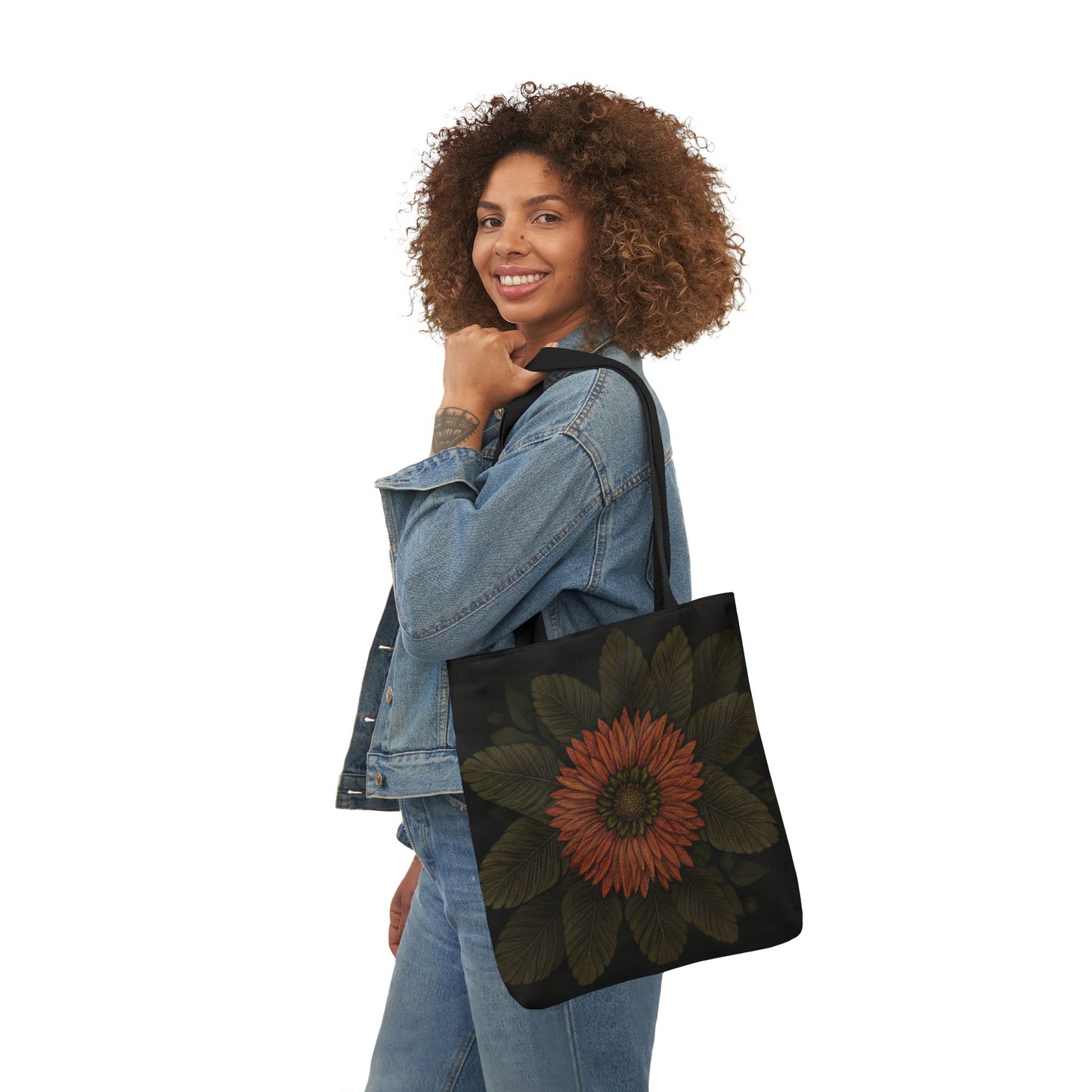 Canvas Tote Bag with Floral Design, Reusable Shopping Bag, Sunflower Tote, Gift for Her, Grocery Bag