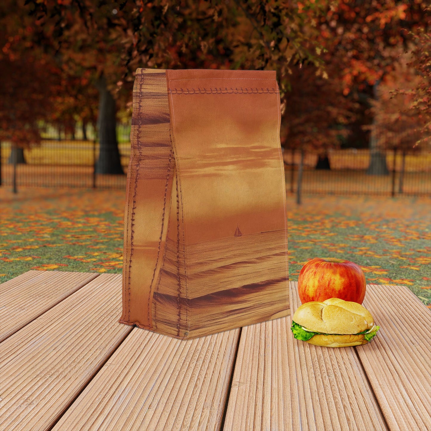Sunset Ocean Polyester Lunch Bag, Eco-Friendly, Beach Day Essentials, Picnic, Back to School, Vibrant Summer Vibe