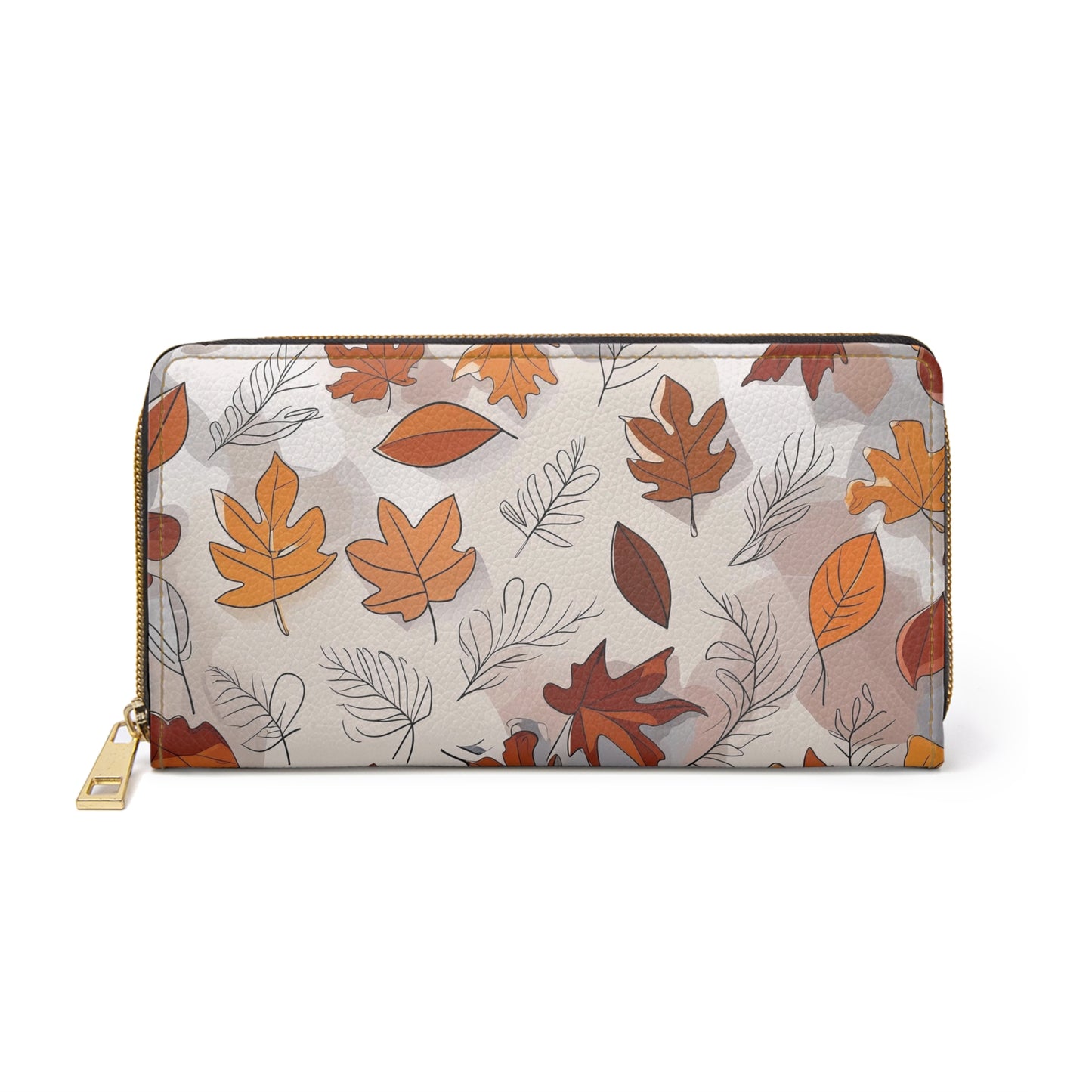 Women's Botanical Almond Leaf Wallet - Vegan Autumn Leaf Design Print