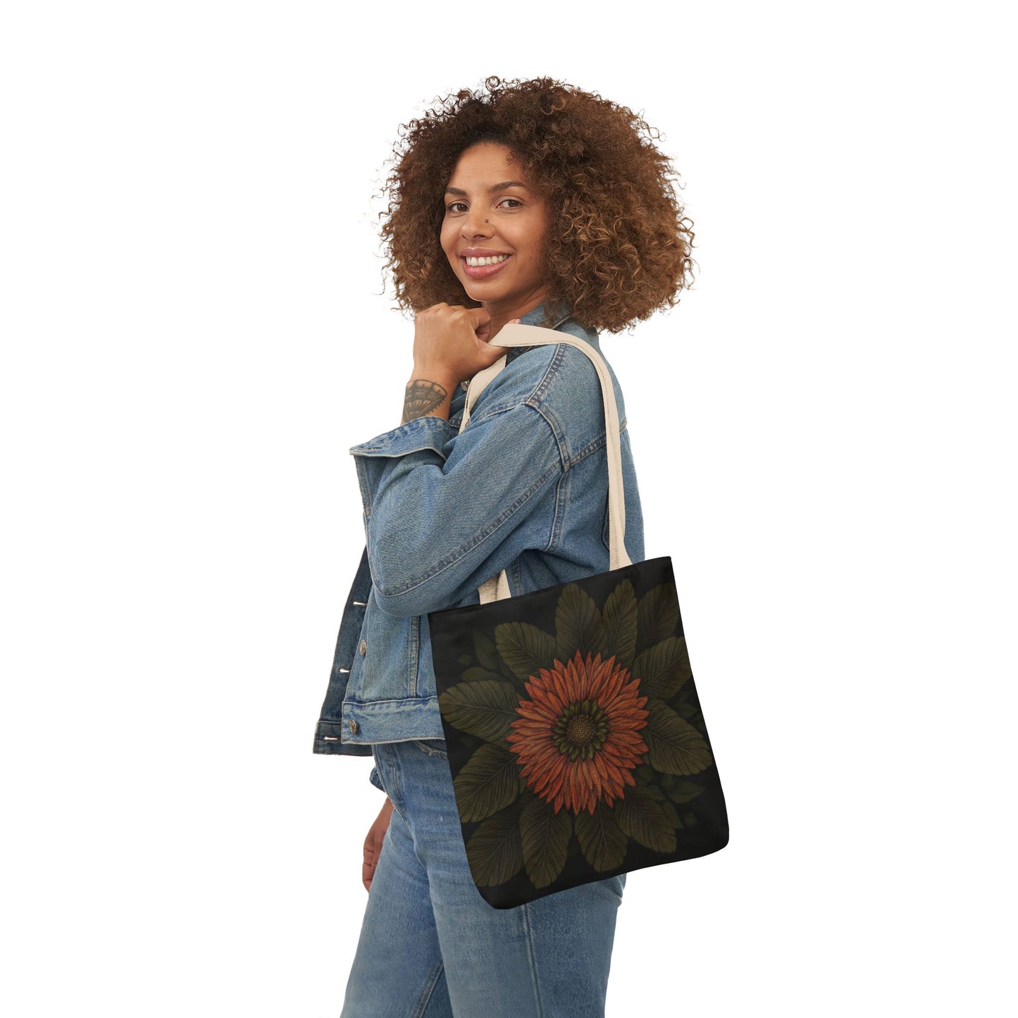 Canvas Tote Bag with Floral Design, Reusable Shopping Bag, Sunflower Tote, Gift for Her, Grocery Bag