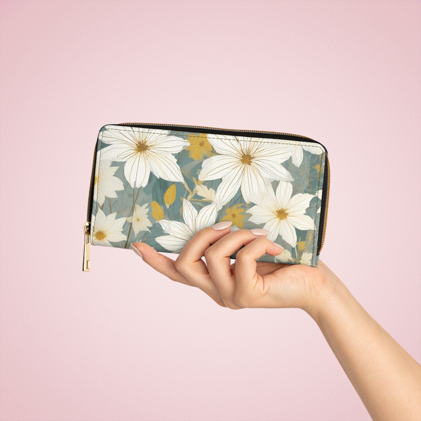 Women's Blue Botanical Wallet - Coastal Wildflowers