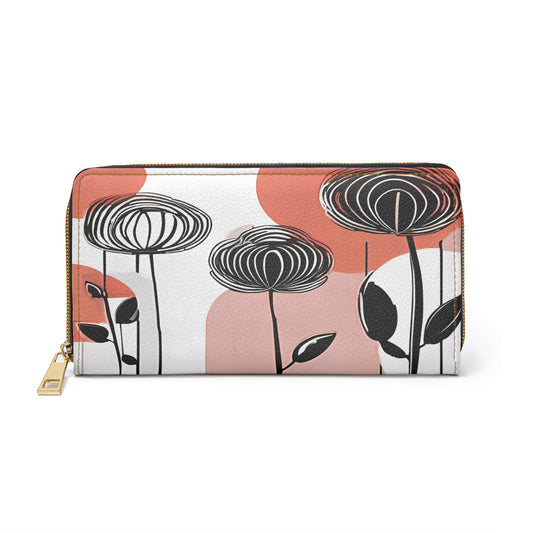Women's Abstract Coastal Floral Wallet – Pink Neutrals for Everyday Chic