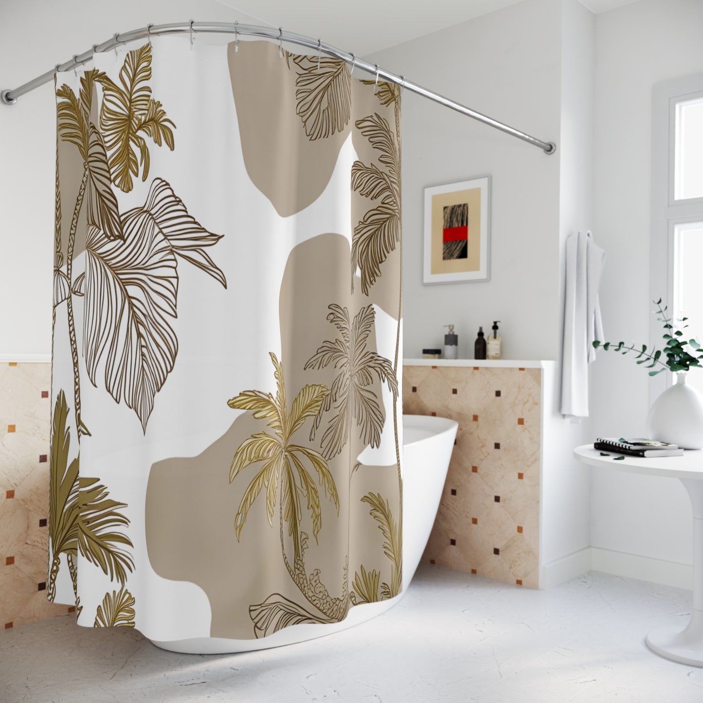 Natural Palms Shower Curtain with Leaf Design, Boho Bathroom Decor, Eco-friendly Home Accents, Gift for New Homeowners, Rustic [...]