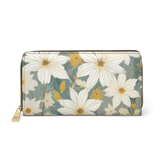 Women's Blue Botanical Wallet - Coastal Wildflowers