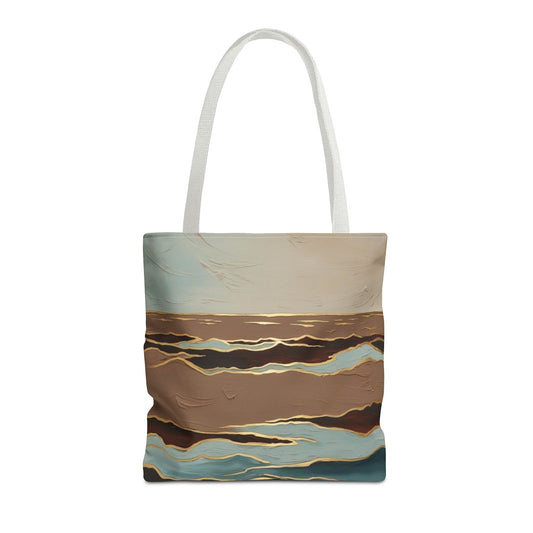 All-Over Print Serene Ocean Waves Tote Bag - Great For Beach Lovers