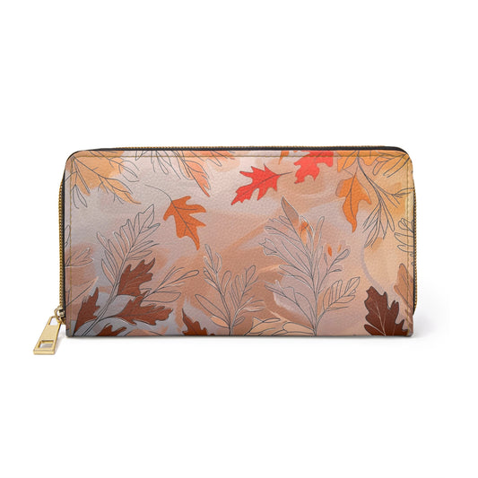 Women's Harvest Hue Autumn Wallet – Chic Botanical Leaf Design Print