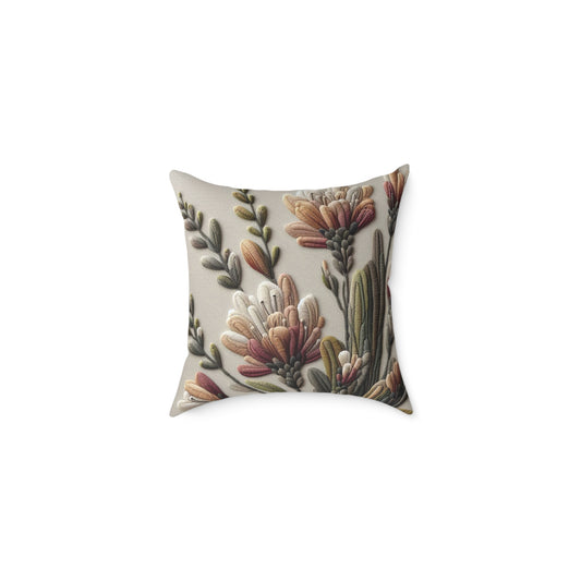 Floral Bohemian Square Canvas Pillow | Cozy Home Decor, Vibrant Throw Pillow, Gift for Hostess, Living Room Accent