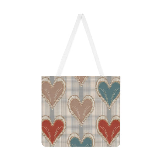 All-Over Print Rustic Heart Pattern Shoulder Tote Bag  - Western Style Women's Cotton Canvas Bag