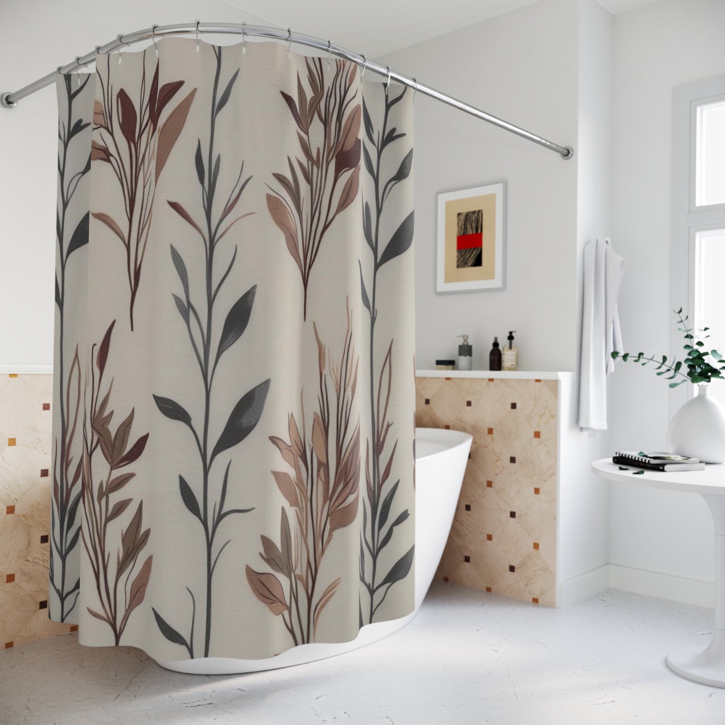 Shower Curtain with Leaf Design, Boho Bathroom Decor, Eco-friendly Home Accents, Gift for New Homeowners, Rustic [...]