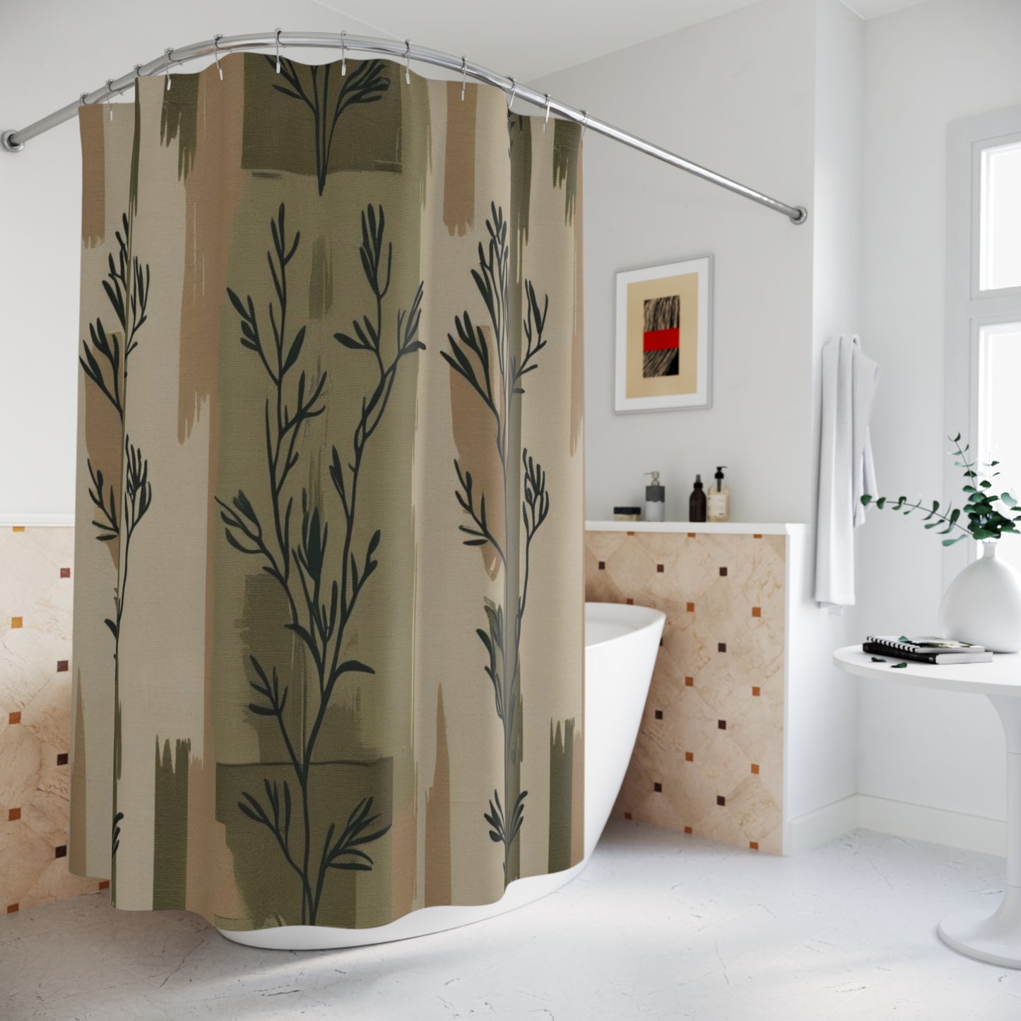 Shower Curtain with Leaf Design, Boho Bathroom Decor, Eco-friendly Home Accents, Gift for New Homeowners, Rustic [...]