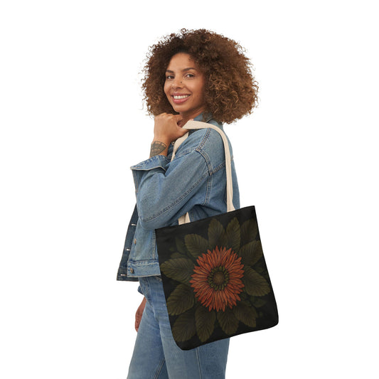 Canvas Tote Bag with Floral Design, Reusable Shopping Bag, Sunflower Tote, Gift for Her,  Grocery Bag