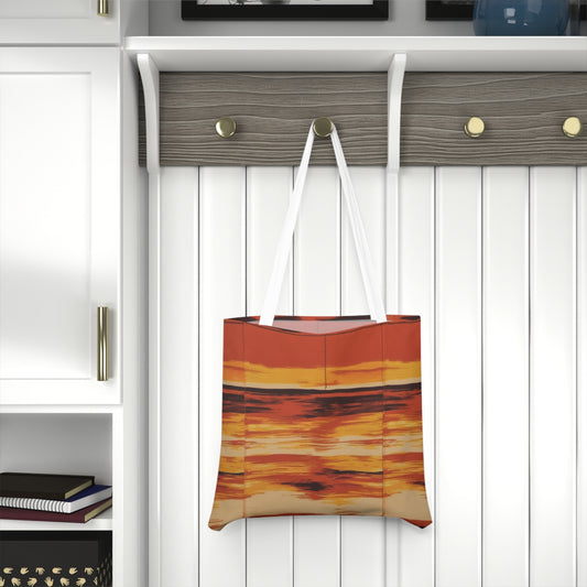 Eco- friendly Sunset Vibes Shoulder Canvas Tote Bag, Colorful Beach Bag,  Perfect for Summer Outings, Great Gift for Friends