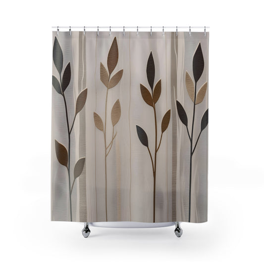 Natural Minimalist Shower Curtain with Leaf Design, Boho Bathroom Decor, Eco-friendly Home Accents, Gift for New Homeowners, Rustic [...]