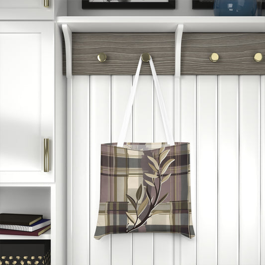 Floral Plaid Shoulder Tote Bag,  Eco-Friendly, Perfect for Everyday, Great Gift for Friends
