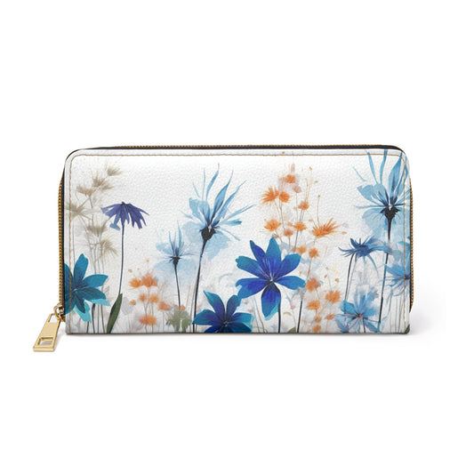Wildflowers - Women's Floral Blue Wallet