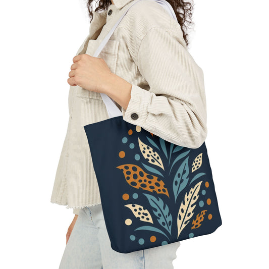 Boho Leaves Canvas Tote Bag, Great for Shopping, Beach Days, Gifts, Festivals, and Everyday Use