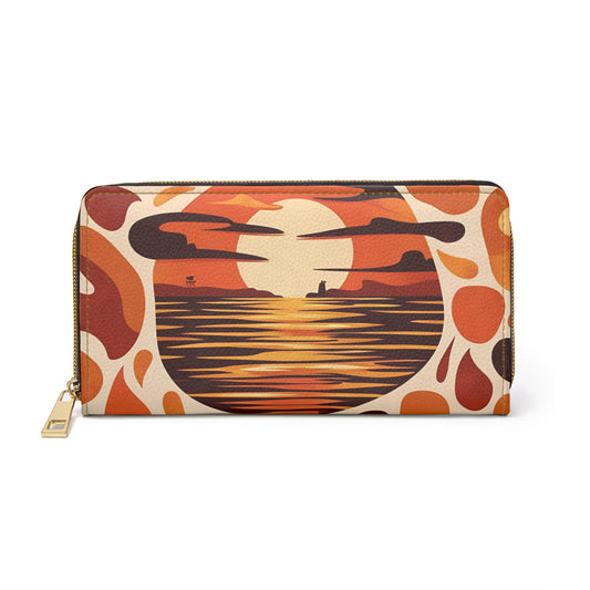 Women's Abstract Coastal Wallet - Ocean Inspired Bold Hues