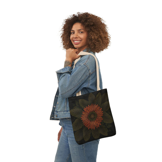 Canvas Tote Bag with Floral Design, Reusable Shopping Bag, Sunflower Tote, Gift for Her,  Grocery Bag