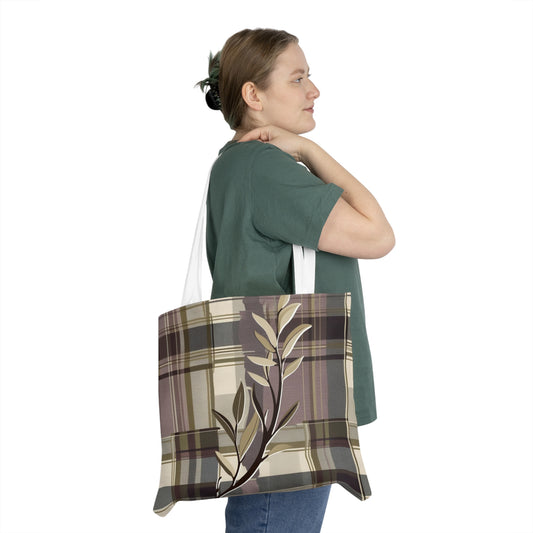 Floral Plaid Shoulder Tote Bag,  Eco-Friendly, Perfect for Everyday, Great Gift for Friends